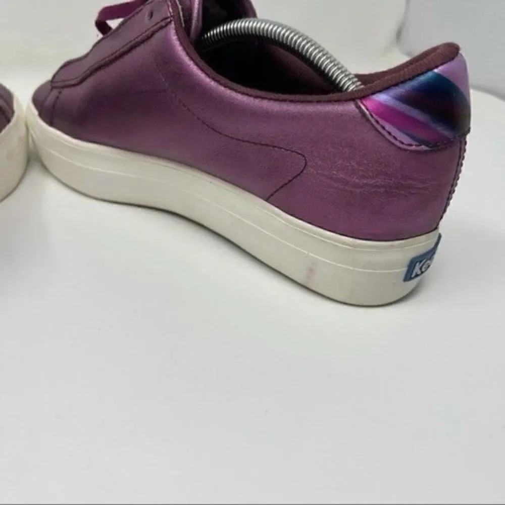 Keds womans platforms metallic purple leather us 7.5 BoxE